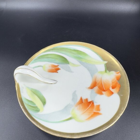 P T Bavaria Tirschenreuth Germany Porcelain Hand Painted Nappy Dish Plate Handle - Picture 14 of 14